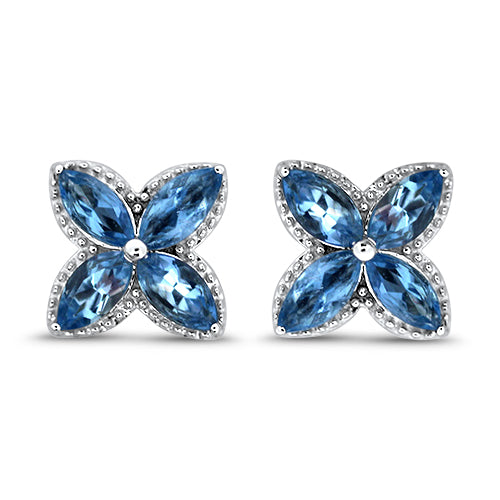 Flower Shaped Aquamarine Earrings