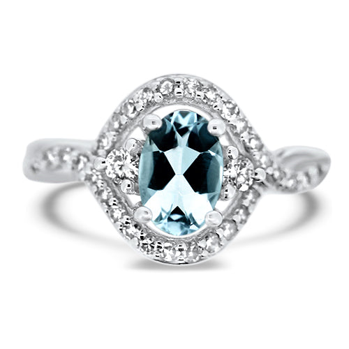 Aquamarine and Diamond Ring