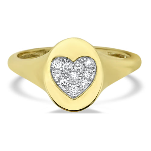 Signet Diamond Heart Ring