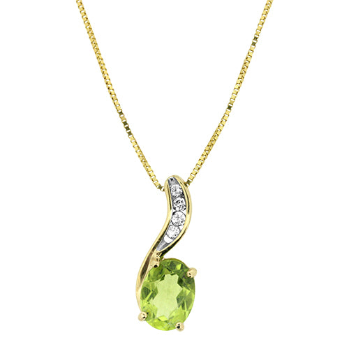 Yellow Gold Peridot Diamond Pendant