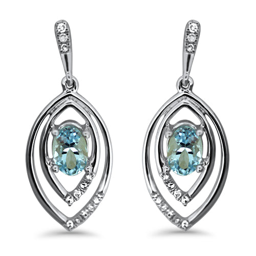 Aquamarine and Diamond Dangle Earrings