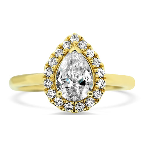 Halo Pear Cut Diamond Engagement Ring