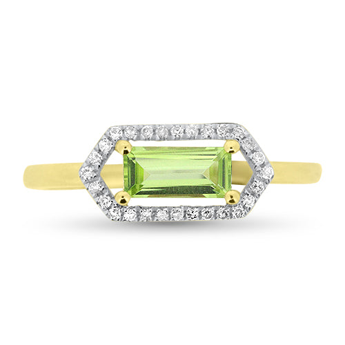 Yellow Gold Peridot Diamond Ring