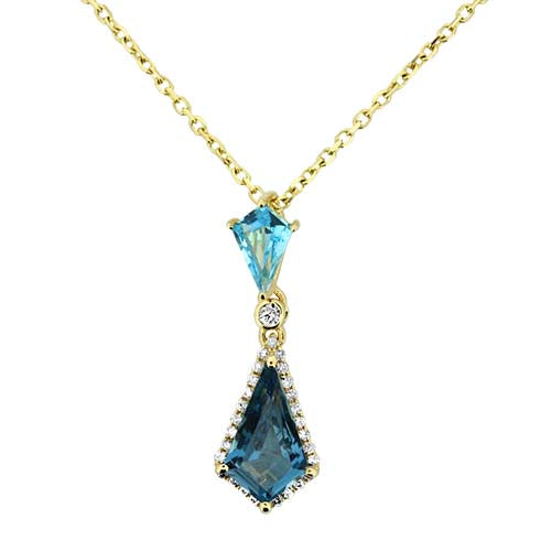 Blue Topaz & Diamond Pendant