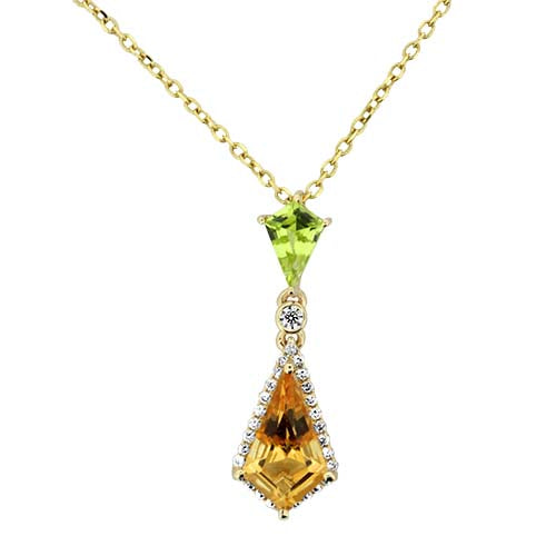 Citrine, Peridot and Diamond Pendant