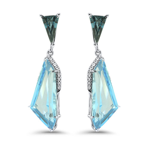 Blue Topaz and Diamond Earrings