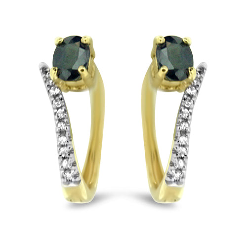 Yellow Gold Sapphire and Diamond Earrings