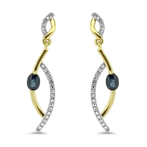 Yellow Gold Sapphire and Diamond Earrings