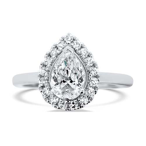 Halo Pear Cut Diamond Engagement Ring