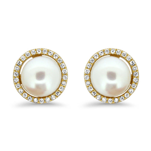 Diamond Halo Pearl Earrings