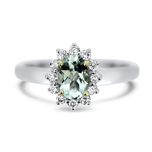 Aquamarine and Diamond Ring