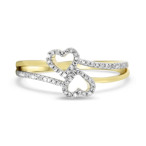 Two Heart Diamond Heart  Ring